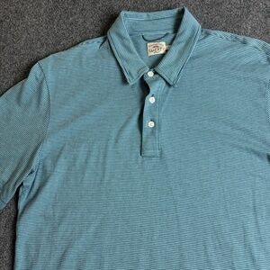Faherty Polo Shirt Men Large Striped Cotton Blend Lightweight Pocket Preppy Golf